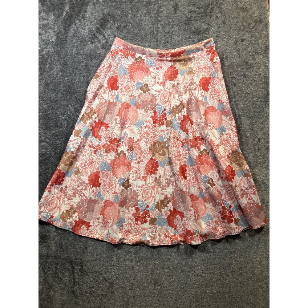 Vintage Unbranded Paper Tag Pink Floral Pleated Skirt - Size 15/16
